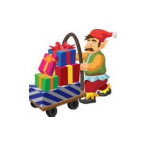 Elf Pushing Gifts